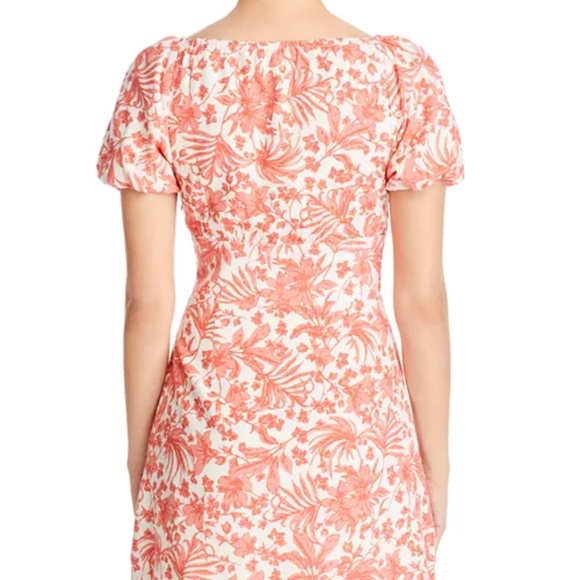 AQUA Puff Sleeve Mini Floral Lined Cotton Population Dress - Exclusive Size XS - Picture 3 of 16